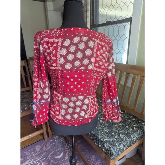 Red Paisley Blouse Bets by Canvasbacks - Picture 2 of 3